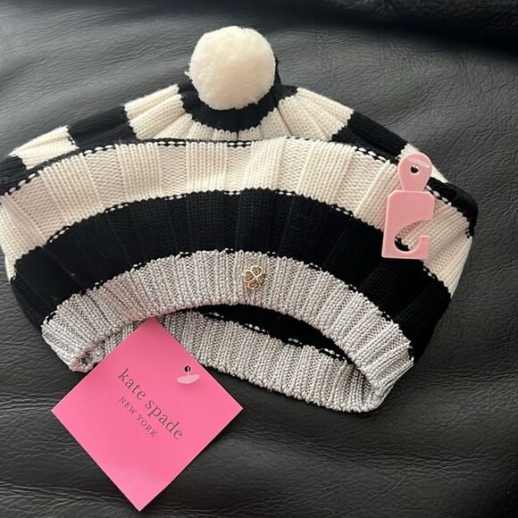 NWT Kate Spade stripes pompom beret main image 5